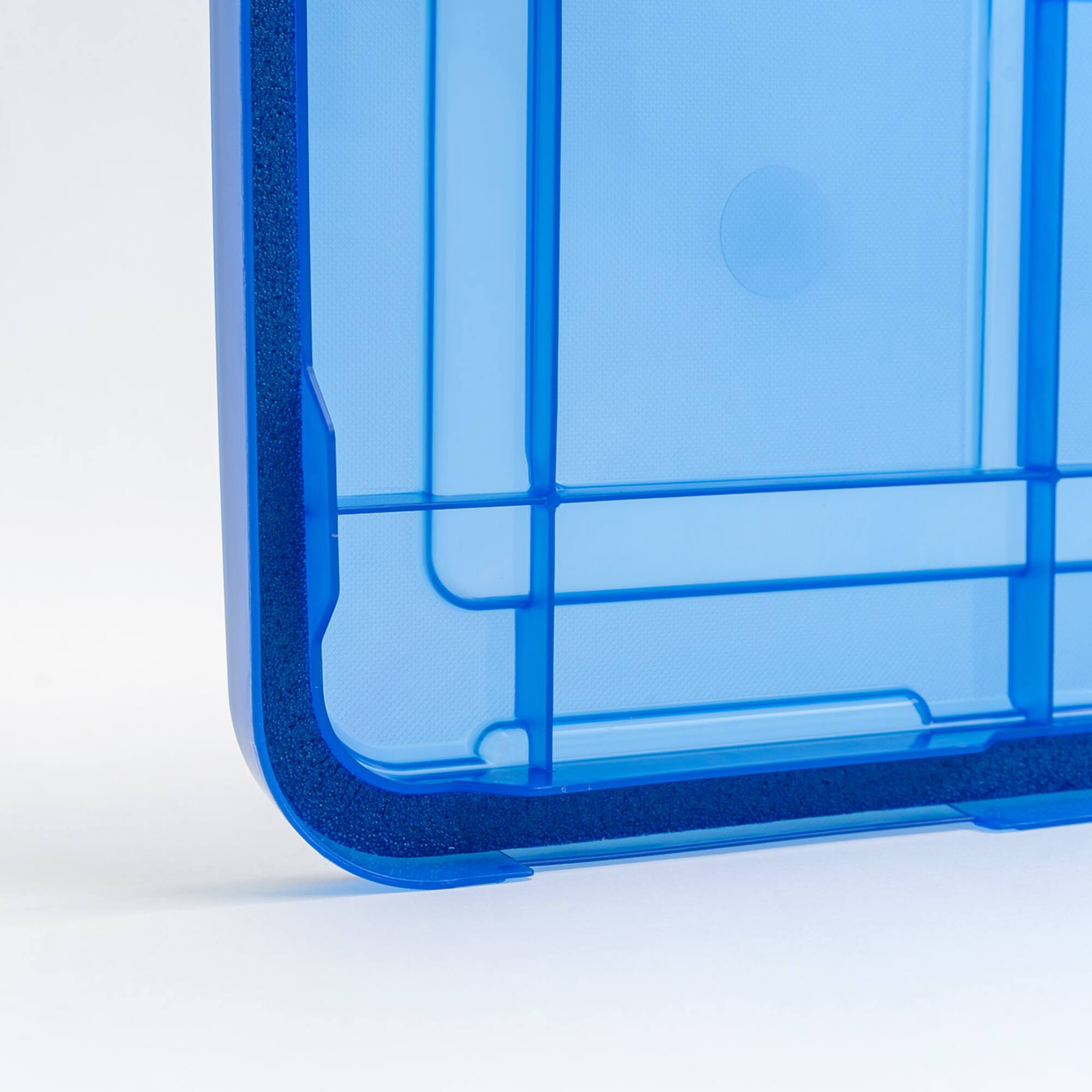 IRIS 15gal. Clear Plastic Storage Boxes with Blue Lid, 4ct.